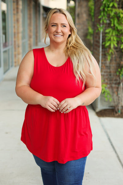 IN STOCK Renee Ruffle Tank - Red | Women's Sleeveless Top