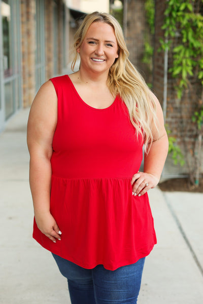 IN STOCK Renee Ruffle Tank - Red | Women's Sleeveless Top