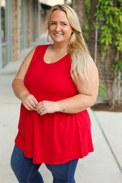 IN STOCK Renee Ruffle Tank - Red | Women's Sleeveless Top