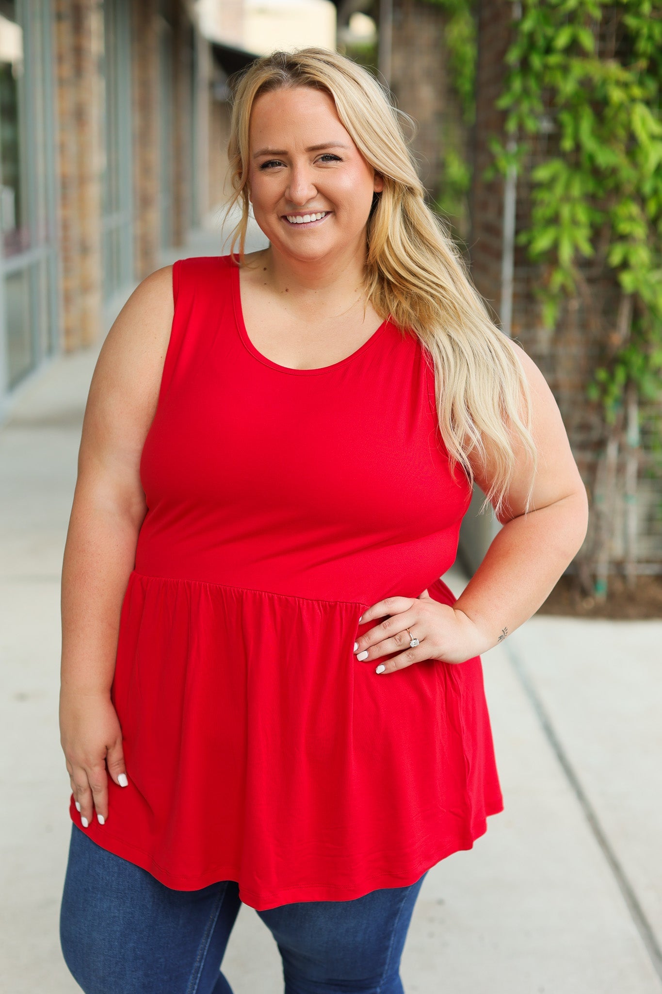 IN STOCK Renee Ruffle Tank - Red | Women's Sleeveless Top