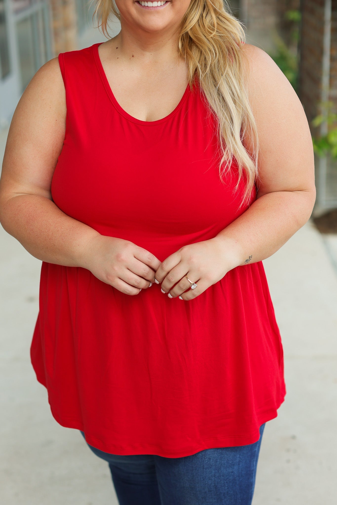 IN STOCK Renee Ruffle Tank - Red | Women's Sleeveless Top