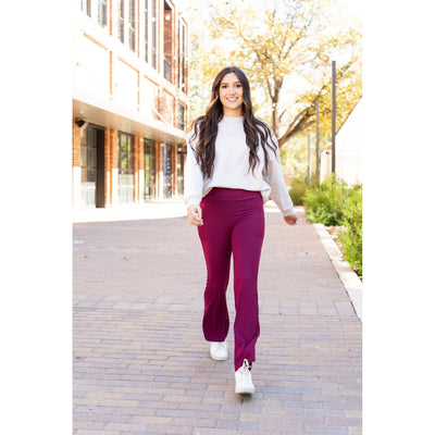 Ready to Ship  | The Maeve -  MAROON Bootcut Leggings with Pockets