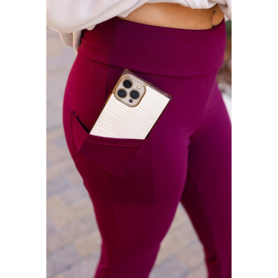 Ready to Ship  | The Maeve -  MAROON Bootcut Leggings with Pockets