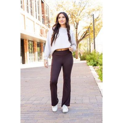 PreOrder | The Rhea - BROWN 30 Inch Bootcut Leggings with Pockets