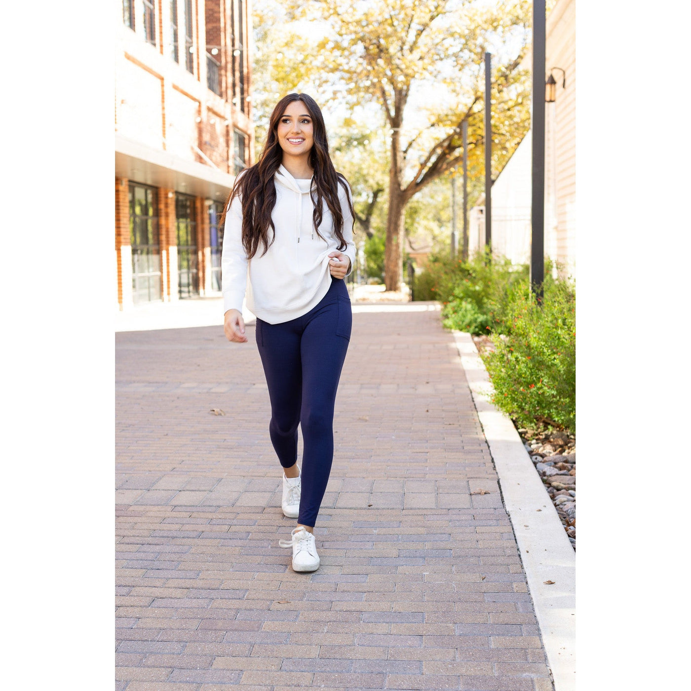 Ready to Ship | The Nadia - NAVY Crossover Full Length Leggings with Pockets