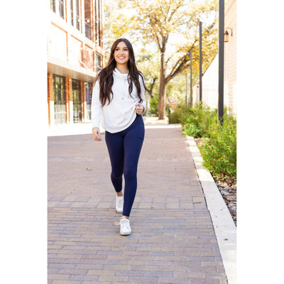 Ready to Ship | The Nadia - NAVY Crossover Full Length Leggings with Pockets