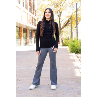 Ready to Ship | The Cassie - 30  CHARCOAL Bootcut Leggings with Pockets