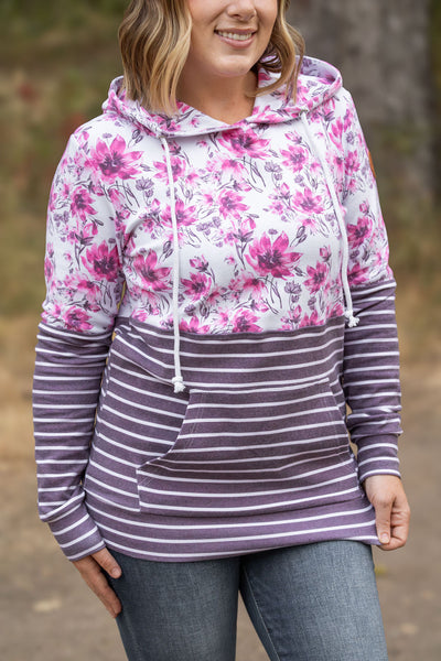 IN STOCK Hailey Pullover Hoodie - Pink Floral and Stripes