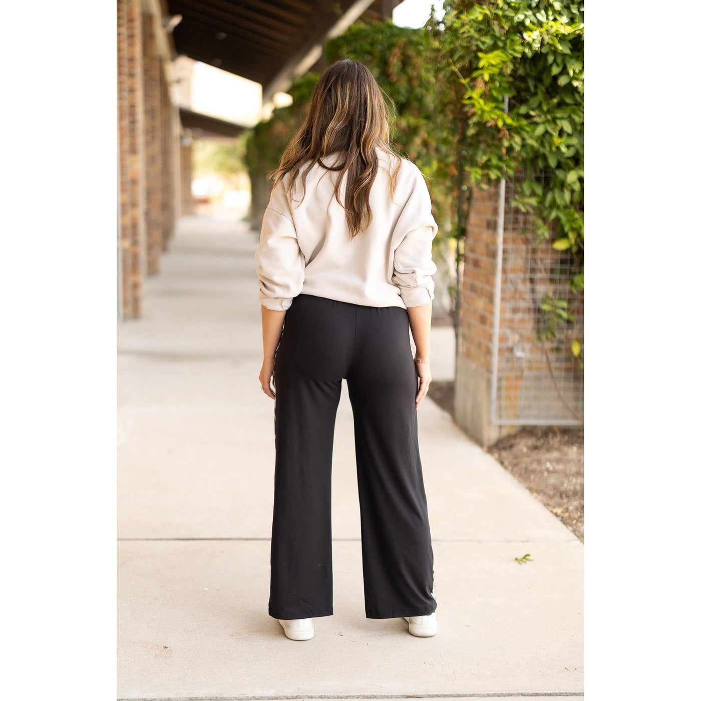 PreOrder | The Chelsea - Black Wide Leg with Leopard Panel Loungers