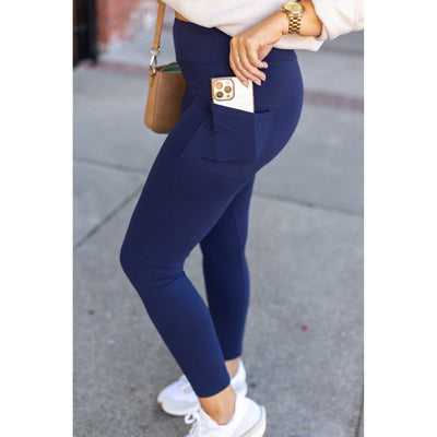Ready to Ship | The Nyla - Navy Full-Length with Pocket Leggings