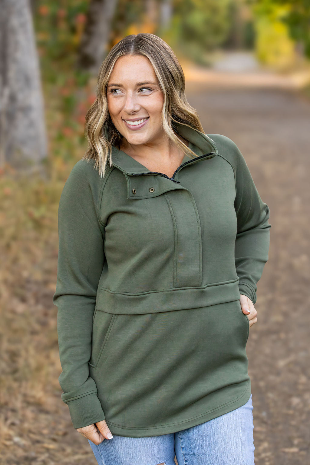 IN STOCK Mia Scuba Halfzip - Olive