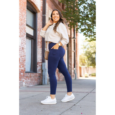 Ready to Ship | The Nyla - Navy Full-Length with Pocket Leggings
