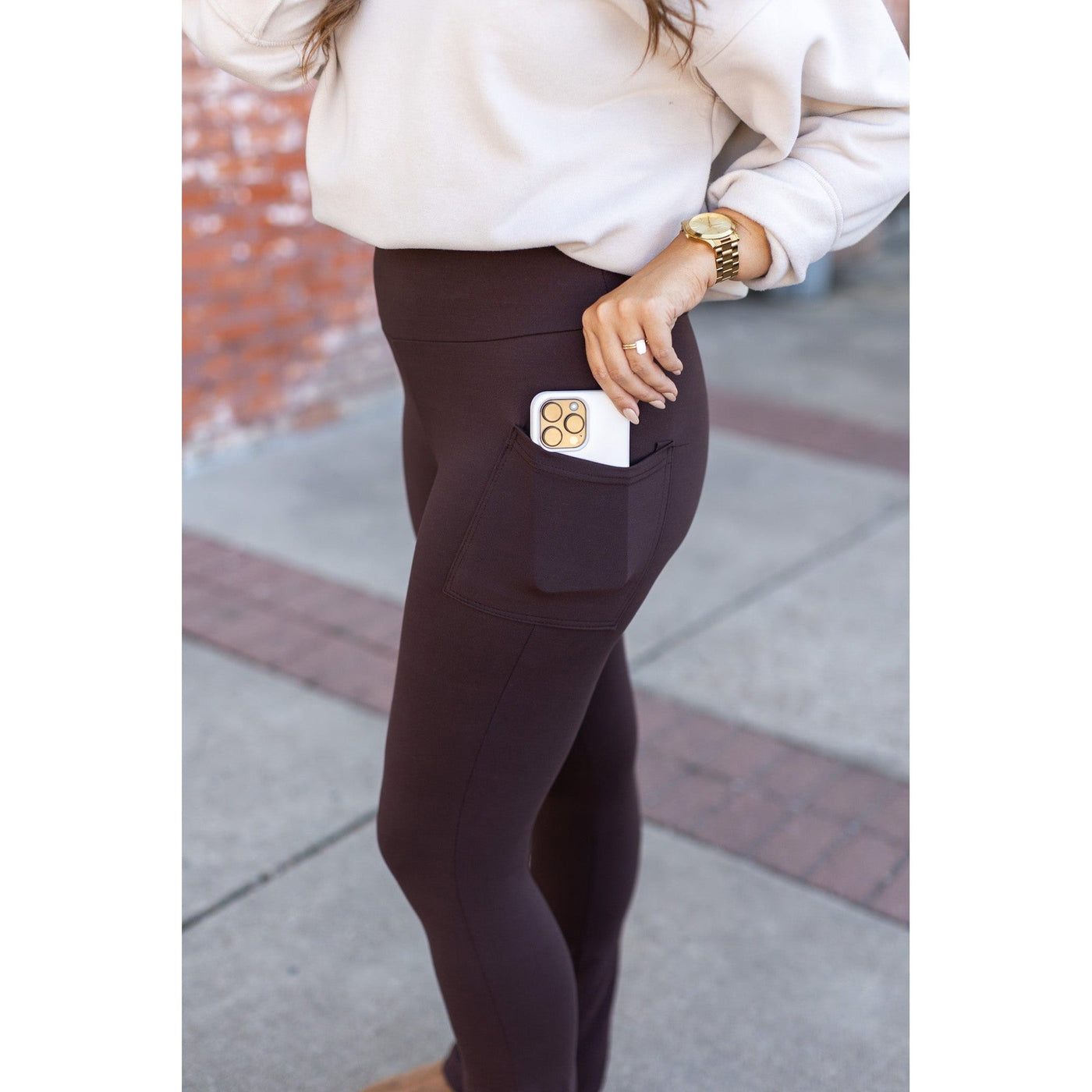 PreOrder  | The Brandy - Brown Flare Leggings WITH POCKETS