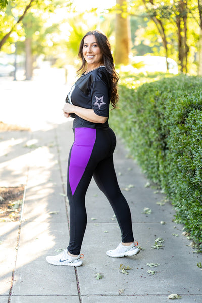 PreOrder | The Presley - Purple Panel Full Length Leggings ROUND 2