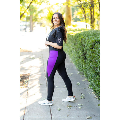 Ready to Ship | The Presley - Purple Panel Full Length Leggings