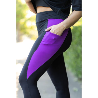 Ready to Ship | The Presley - Purple Panel Full Length Leggings
