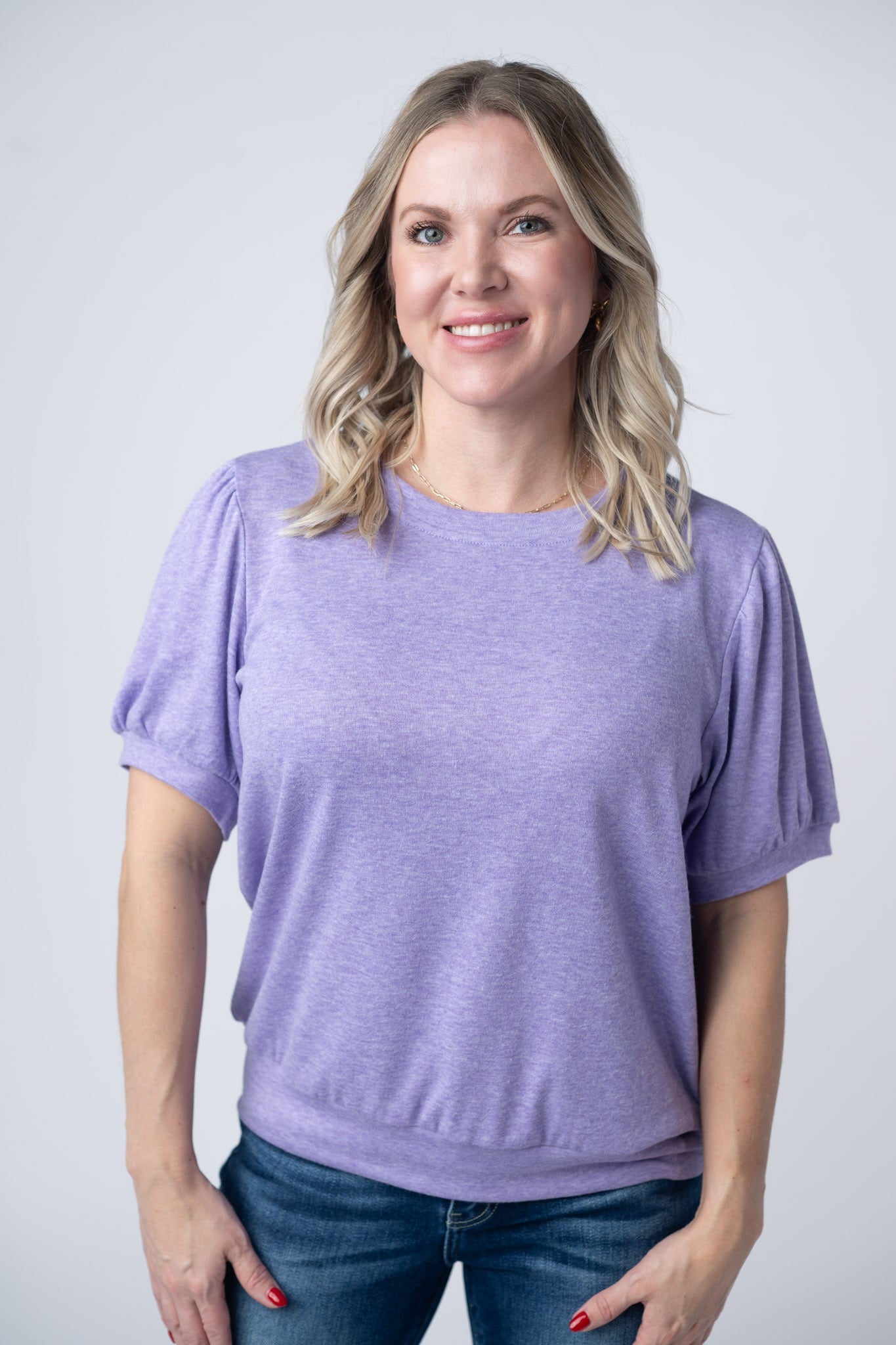 IN STOCK Katie Cozy Top - Heathered Purple