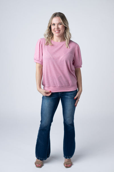 IN STOCK Katie Cozy Top - Heathered Pink