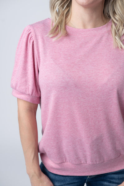 IN STOCK Katie Cozy Top - Heathered Pink