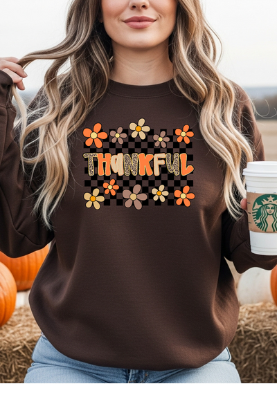 Love Checkered Thankful Sweatshirt