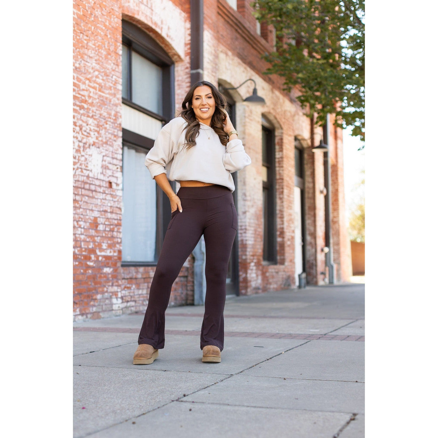 PreOrder  | The Brandy - Brown Flare Leggings WITH POCKETS