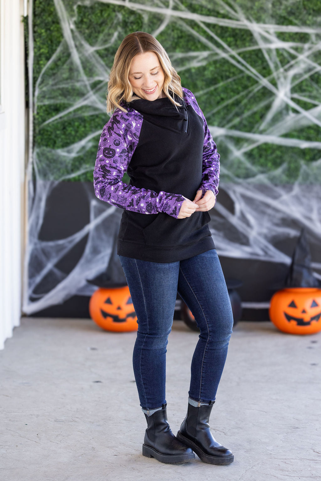 IN STOCK Zoey ZipCowl Sweatshirt - I Put A Spell On You and Black