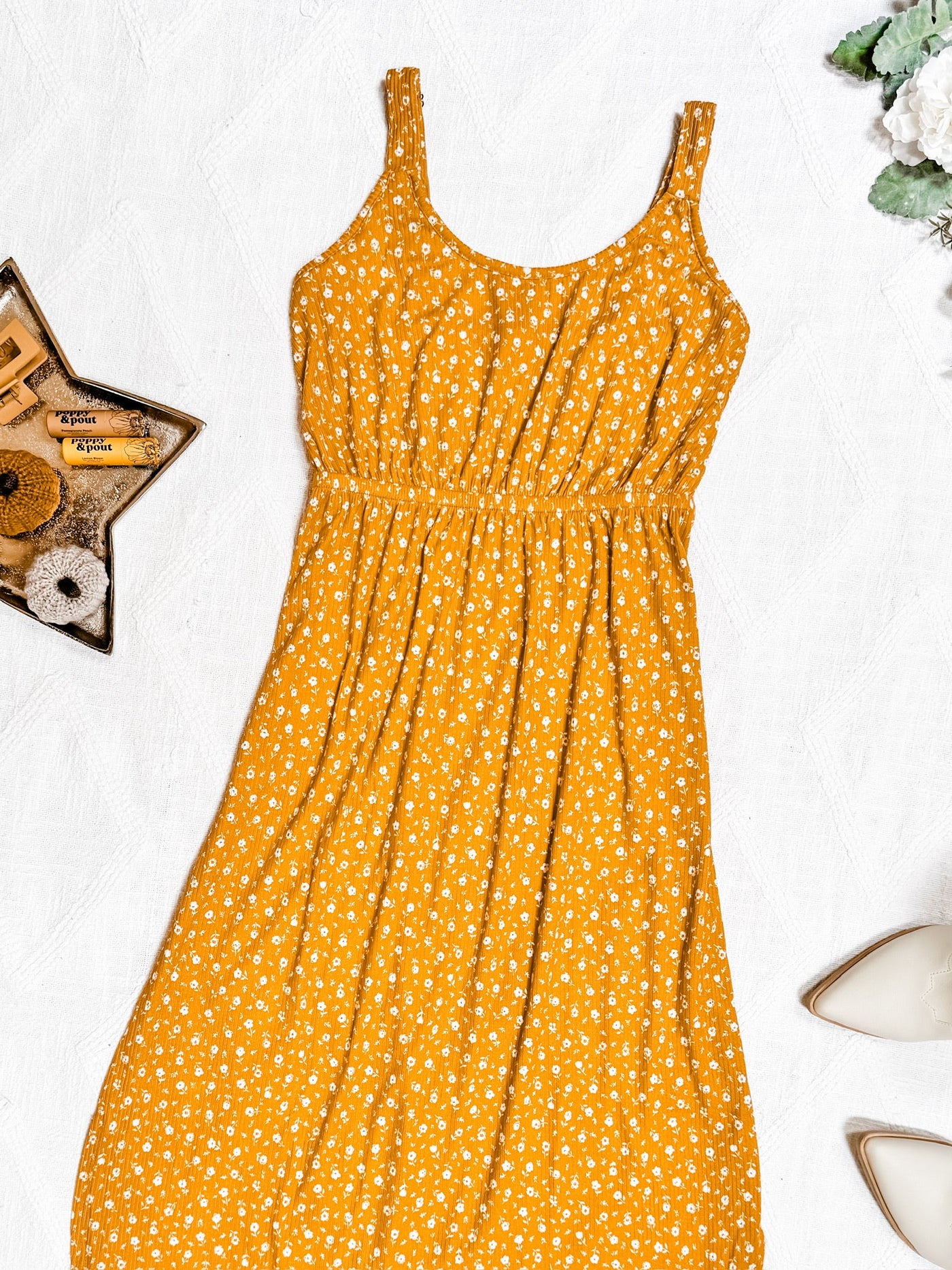 IN STOCK Reagan Ribbed Midi Dress - Pumpkin Floral | Women's Dress FINAL SALE