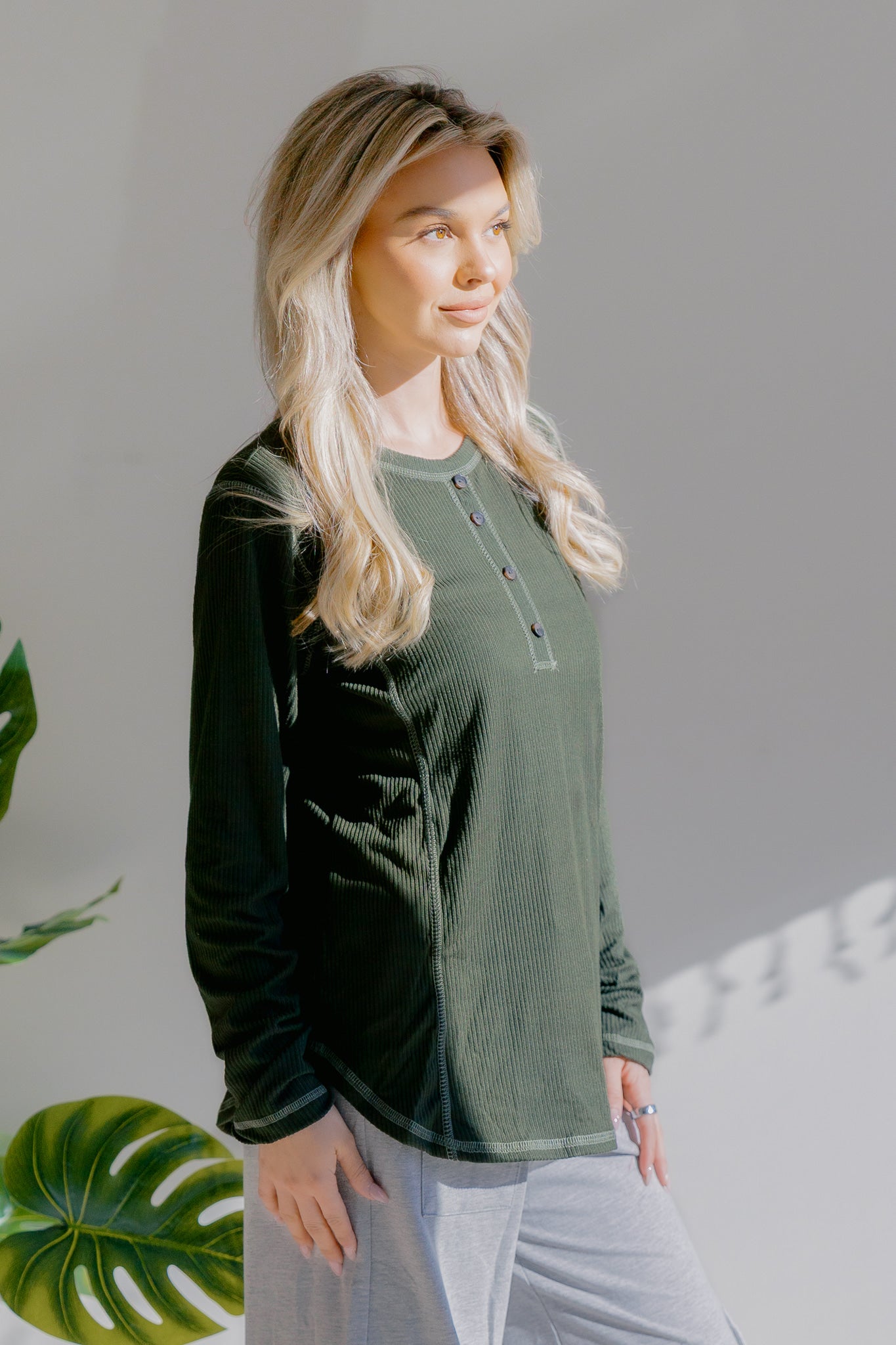 Olive Whisper Henley