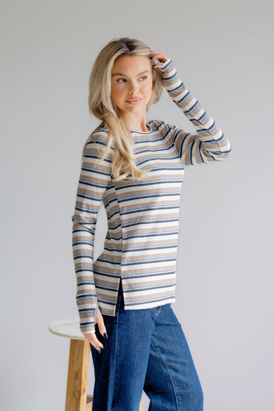 Sundown Chic Stripes Thumbhole Top