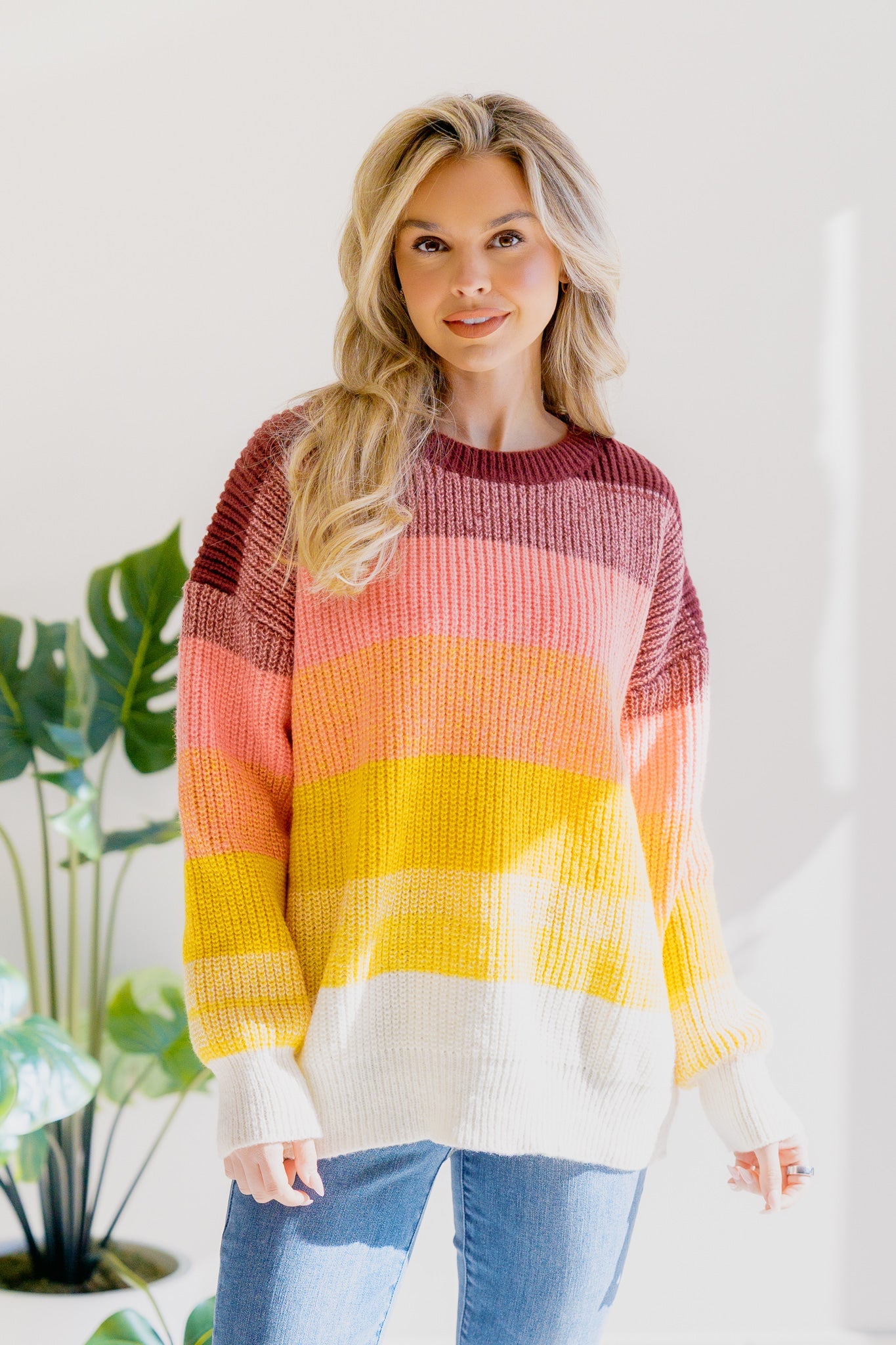 Lustrous Rose Colorblock Sweater