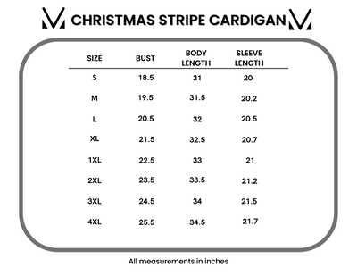 IN STOCK Stripe Cardigan - Christmas Stripe