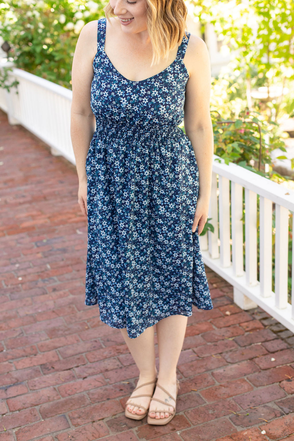 IN STOCK Cassidy Midi Dress - Blue Floral Mix FINAL SALE