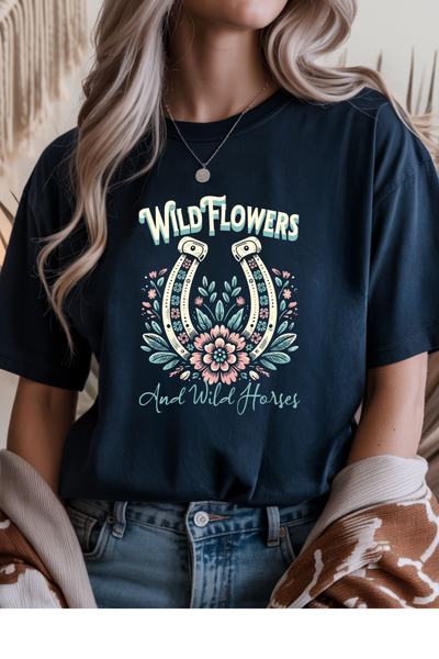 Wild Horses & Flowers Graphic Tee