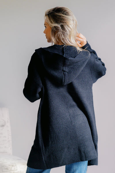 Obsidian Veil Hooded Sweater Cardigan