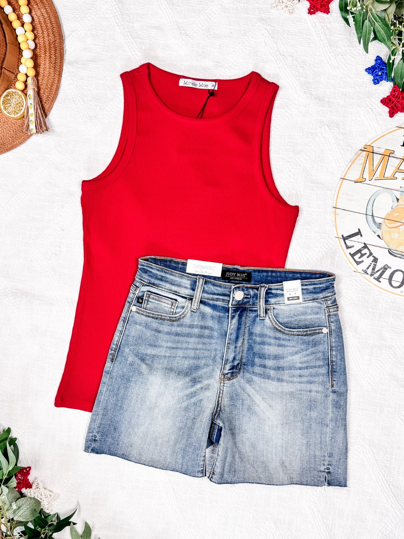 IN STOCK Tara Ribbed Tank - Red