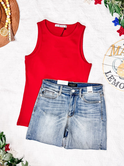 IN STOCK Tara Ribbed Tank - Red