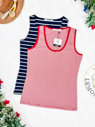 IN STOCK Tiffany Tank - Navy and White Stripes