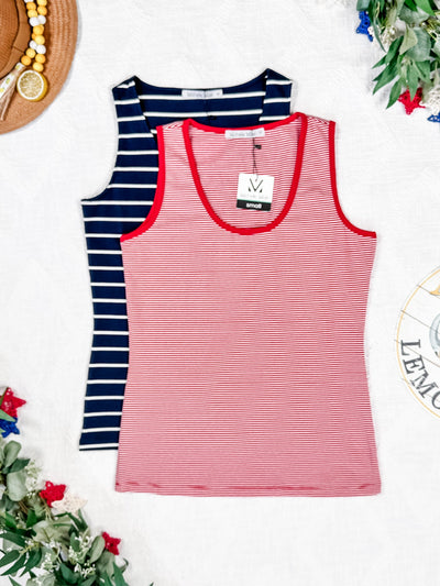 IN STOCK Tiffany Tank - Navy and White Stripes