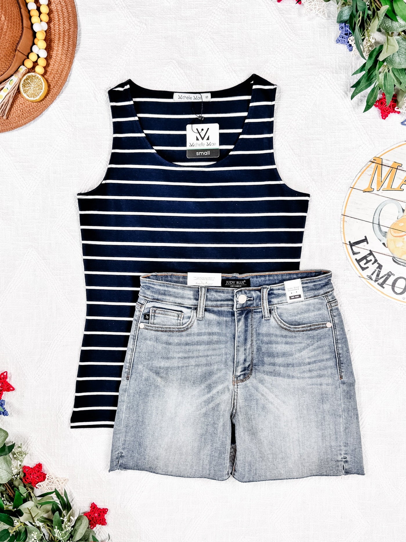 IN STOCK Tiffany Tank - Navy and White Stripes