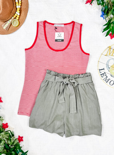 IN STOCK Libby Linen Shorts - Olive
