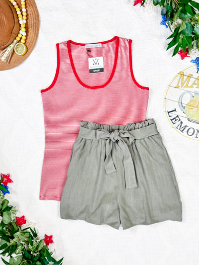 IN STOCK Libby Linen Shorts - Olive