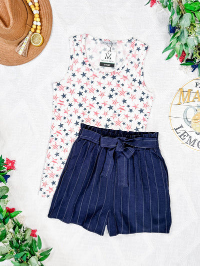 IN STOCK Libby Linen Shorts - Navy