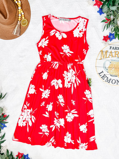 IN STOCK Kelsey Tank Dress - Red Floral