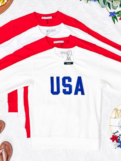 IN STOCK Corrine Embroidered Pullover Top - Patriot at Heart
