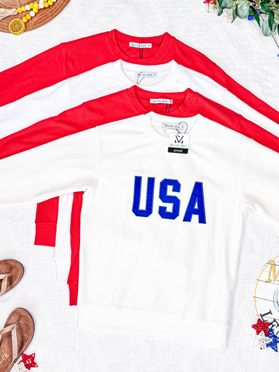 IN STOCK Corrine Embroidered Pullover Top - Patriot at Heart