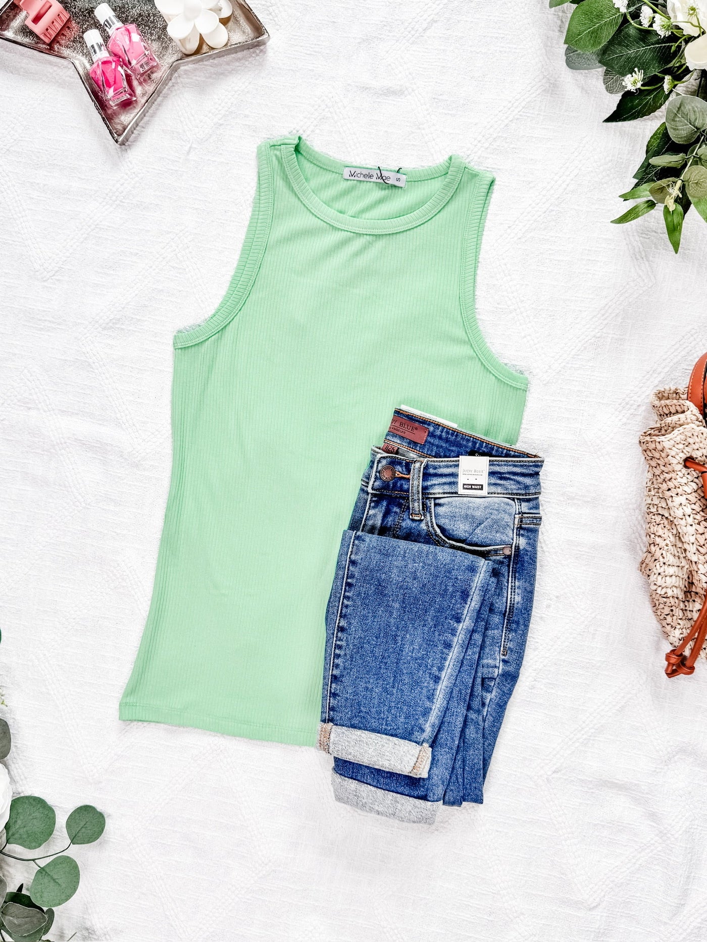IN STOCK Tara Ribbed Tank - Lime