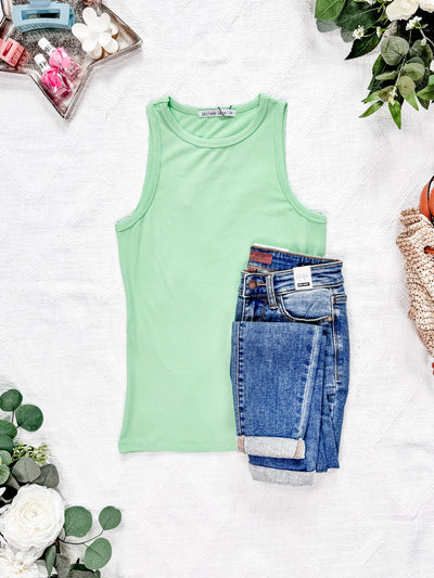 IN STOCK Tara Ribbed Tank - Lime