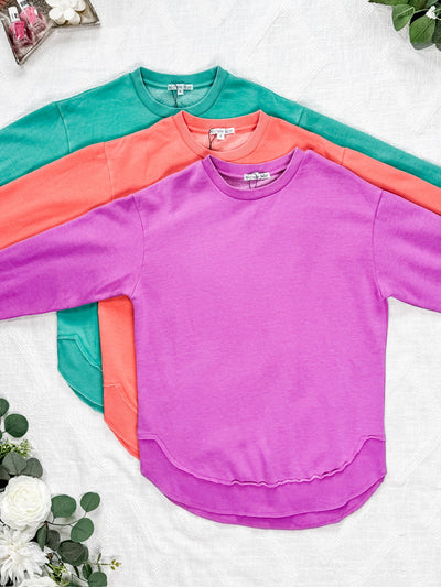 IN STOCK Vintage Wash Pullover - Vivid Orchid