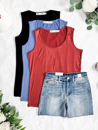 IN STOCK Luxe Crew Tank - Denim