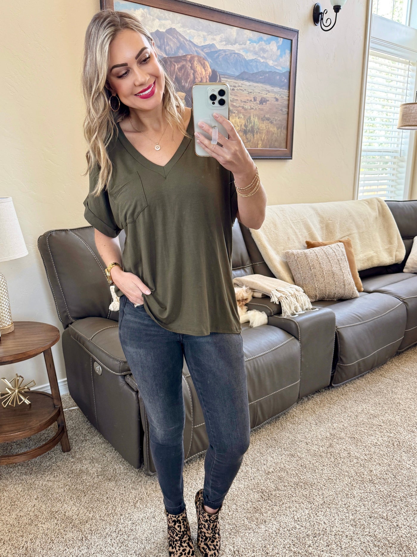 IN STOCK Sierra Pocket Top - Olive